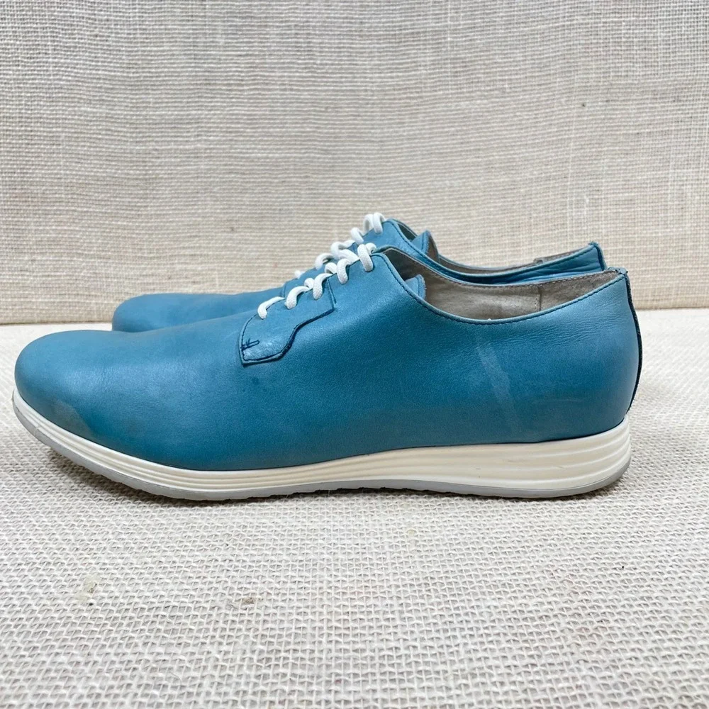Aston Martin Wing Logo Leather Lace Up Oxford Shoes Teal Blue‎ Mens Sz 42 US 9.5